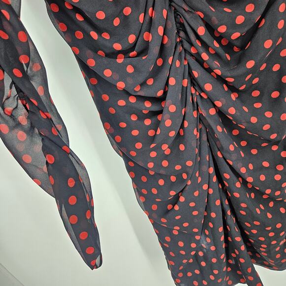 Dolce & Gabbana Polka Dot Dress Black Ruched Long Sleeve Mini Cocktail Size XS - Picture 5 of 9
